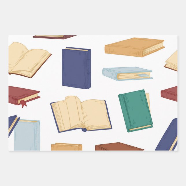 Feuille De Papier Cadeau Motif de livre (Devant)