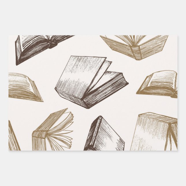 Feuille De Papier Cadeau Motif de livre (Devant)