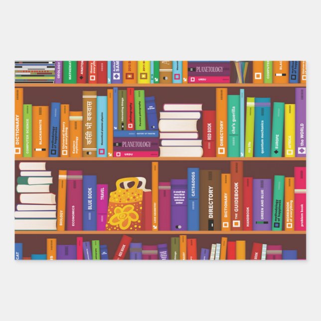 Feuille De Papier Cadeau Motif de livre (Devant)