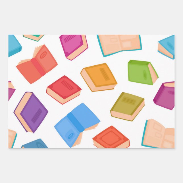 Feuille De Papier Cadeau Motif de livre (Devant)