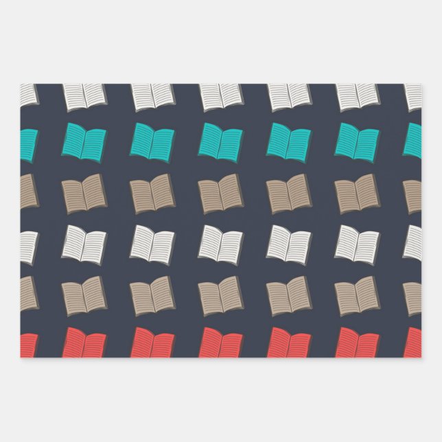 Feuille De Papier Cadeau Motif de livre (Devant)