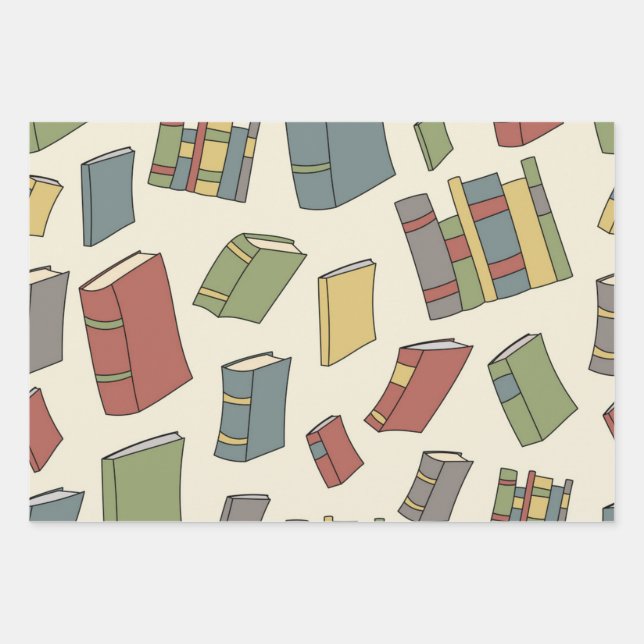 Feuille De Papier Cadeau Motif de livre (Devant)