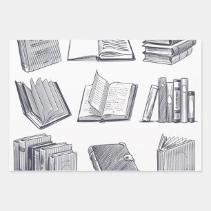 Feuille De Papier Cadeau Motif de livre