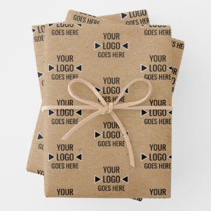 Feuille De Papier Cadeau Motif de logo personnalisé facile Faux Kraft Brun 