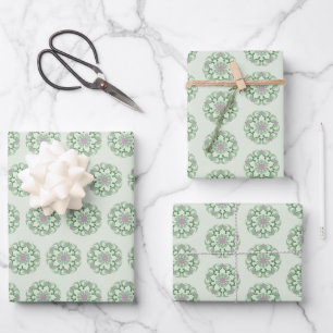 Feuille De Papier Cadeau motif de lotus vert vintage