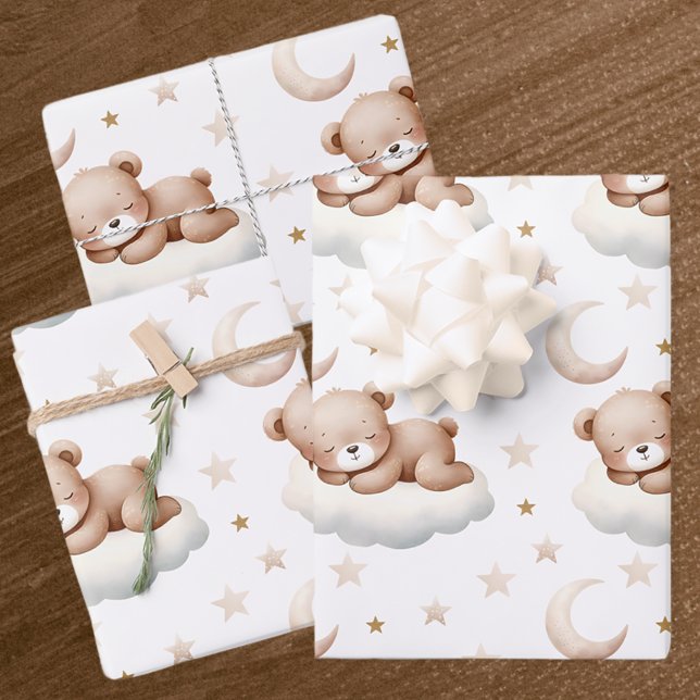 Feuille De Papier Cadeau Motif de l'ours bébé dormant adorable (Créateur téléchargé)