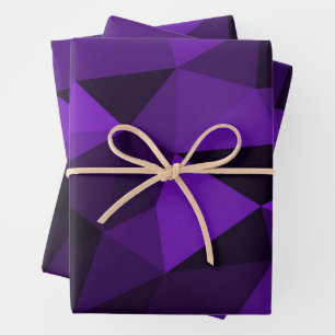 Feuille De Papier Cadeau Motif de maille géométrique noir violet