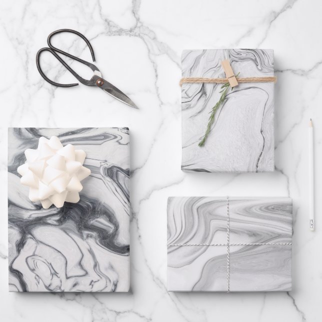 Feuille De Papier Cadeau Motif de marbre blanc moderne (Recto)