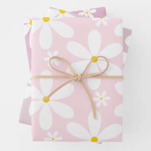 Feuille De Papier Cadeau Motif de marguerite (PInk)