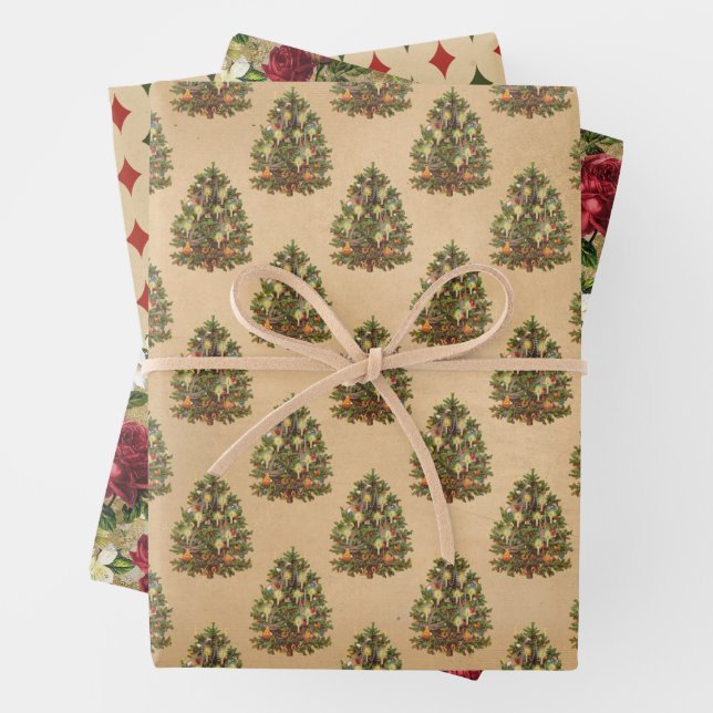 Feuille De Papier Cadeau Motif de Noël antique (En situation)
