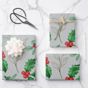 Feuille De Papier Cadeau Motif de Noël aquarelle