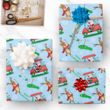 Motif de Noël avec le Père Noël jouant au golf ave