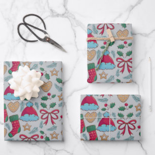 Feuille De Papier Cadeau Motif de Noël coloré