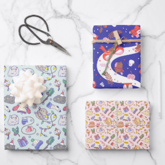 Feuille De Papier Cadeau motif de Noël de cochon de Guinée série 3