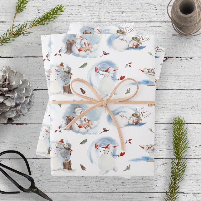 Feuille De Papier Cadeau Motif de Noël de la forêt de neige (Créateur téléchargé)