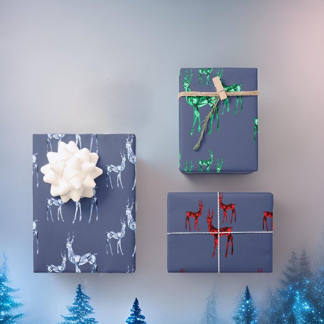 Feuille De Papier Cadeau Motif de Noël Gemstone Crystal Reindeer (Créateur téléchargé)