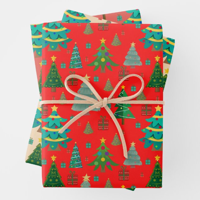 Feuille De Papier Cadeau Motif de Noël mignon et amusant (En situation)