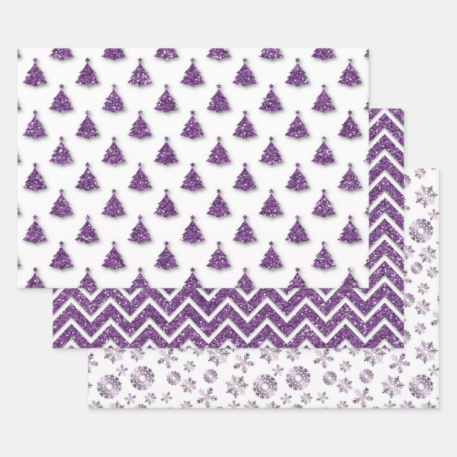 Feuille De Papier Cadeau Motif de Noël pourpre (Lot)