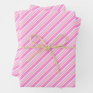 Feuille De Papier Cadeau Motif de Noël rose et blanc sucre de canne