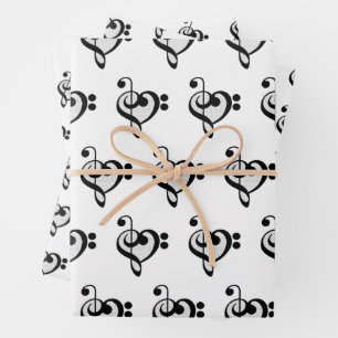 Feuille De Papier Cadeau Motif de note de musique de musicien Cœur