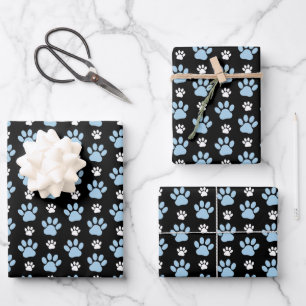 Feuille De Papier Cadeau Motif De Pailles, Paniers Bleus, Pailles De Chien,