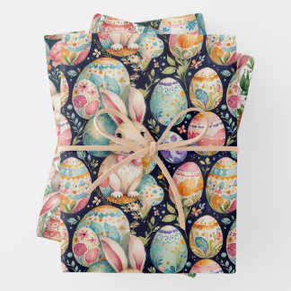 Feuille De Papier Cadeau Motif de Pâques rétro sans couture. Aquarelle