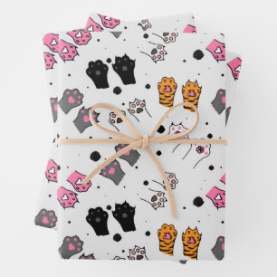 Feuille De Papier Cadeau Motif de pattes de chat