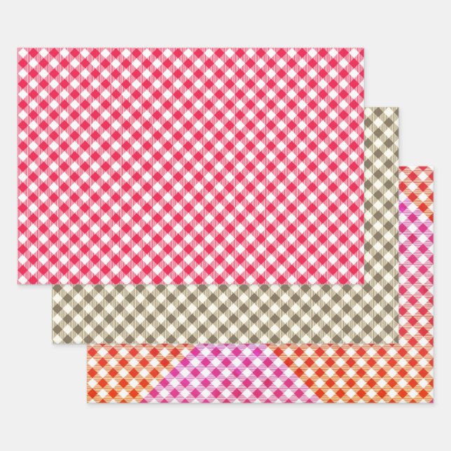 Feuille De Papier Cadeau Motif de pays En vichy rouge classique (Lot)