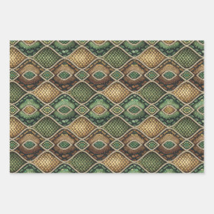 Feuille De Papier Cadeau Motif de peau de serpent géométrique orné exotique