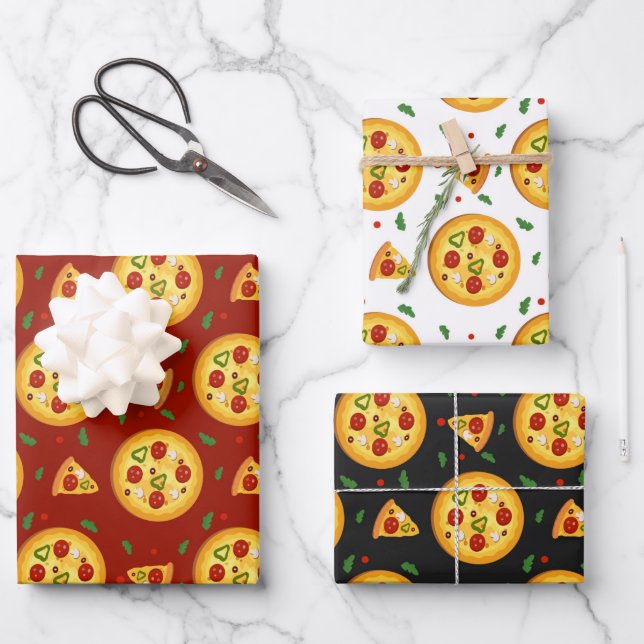 Feuille De Papier Cadeau motif de pizza amusant (Recto)