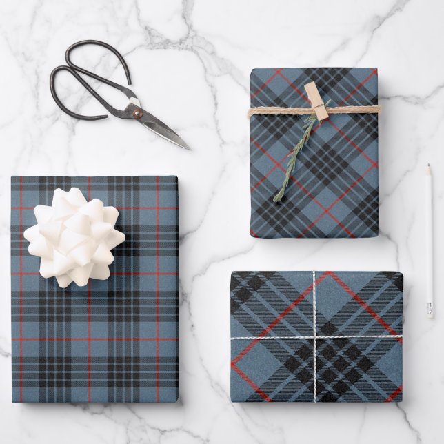 Feuille De Papier Cadeau Motif de plaid de MacKay Blue Tartan (Recto)