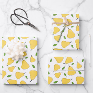 Feuille De Papier Cadeau Motif de poire jaune mou