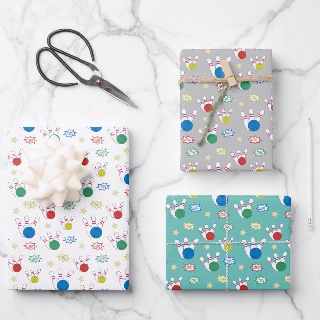 Feuille De Papier Cadeau Motif de quilles (Recto)