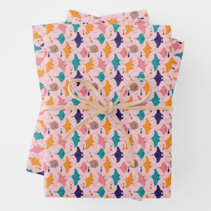 Feuille De Papier Cadeau Motif de raie pastenague rose mignon et de raie ma