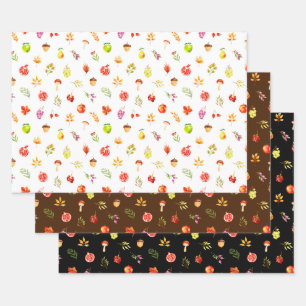 Feuille De Papier Cadeau Motif de récolte d'automne