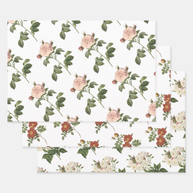 Feuille De Papier Cadeau Motif de rose (Lot)