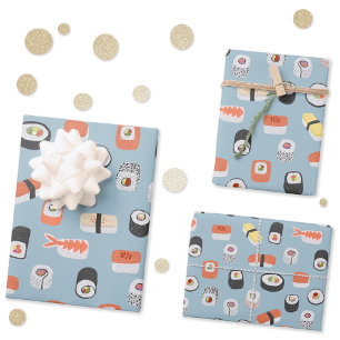 Feuille De Papier Cadeau Motif de rouleaux Sushi Nigiri Maki