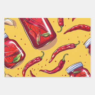 Feuille De Papier Cadeau Motif de sauce piquante au chili croquant – Audaci