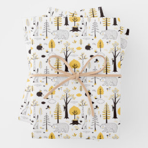 Feuille De Papier Cadeau Motif de scène de Golden Woods