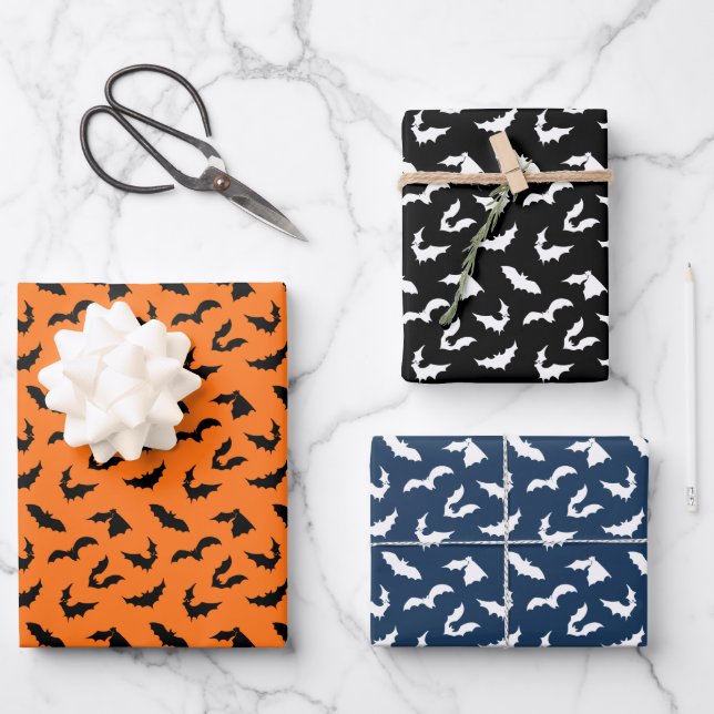 Feuille De Papier Cadeau Motif de silhouettes de chaume (Recto)
