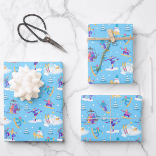 Feuille De Papier Cadeau Motif de sports d'hiver patinage ski snowboard