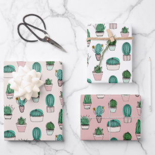 Feuille De Papier Cadeau Motif de succulente de cactus