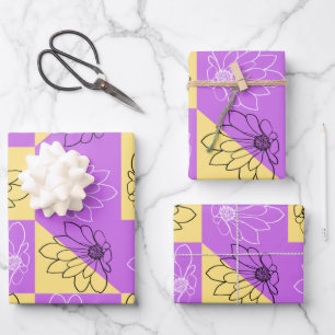 Feuille De Papier Cadeau Motif de tableau de bord en or violet