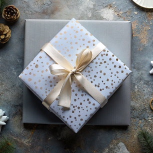 Feuille De Papier Cadeau Motif de taches bleu et or faux chic 