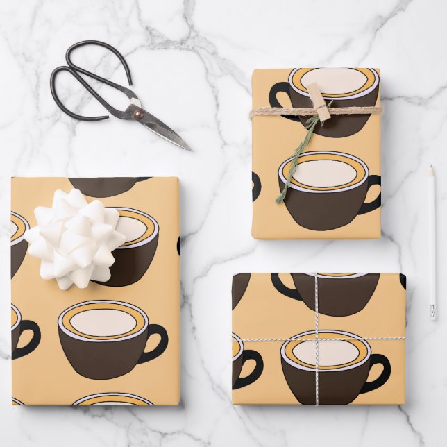 Feuille De Papier Cadeau Motif de tasse de café (Recto)