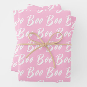 Feuille De Papier Cadeau Motif de texte du livre rose clair d'Halloween