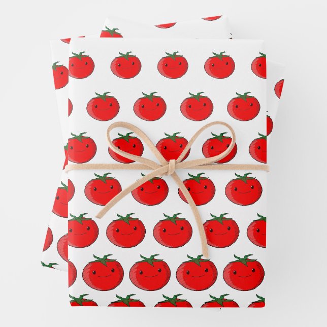 Feuille De Papier Cadeau Motif de tomate de carton mou (En situation)
