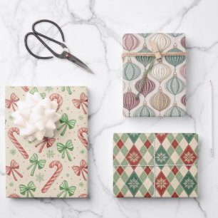 Feuille De Papier Cadeau Motif de vacances classique vintage