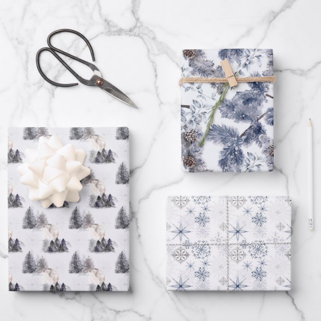 Feuille De Papier Cadeau Motif de vacances d'hiver (Recto)