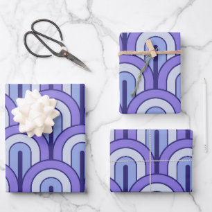 Feuille De Papier Cadeau Motif de ventilateur géométrique rétro dégradé